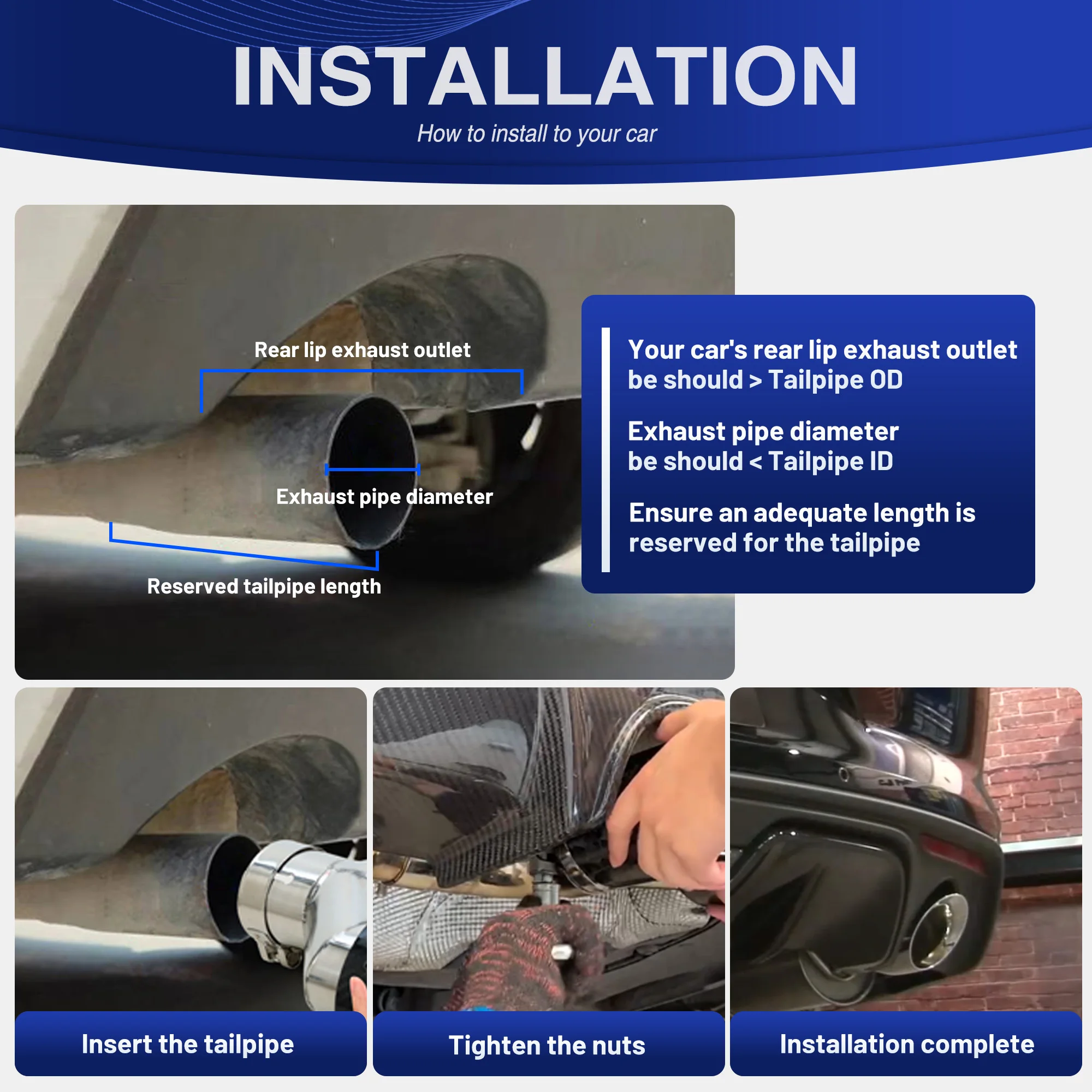 Exhaust Racing Black universal exhaust tip popular modify upgrade car exhaust system Nozzle for muffler tail pipe