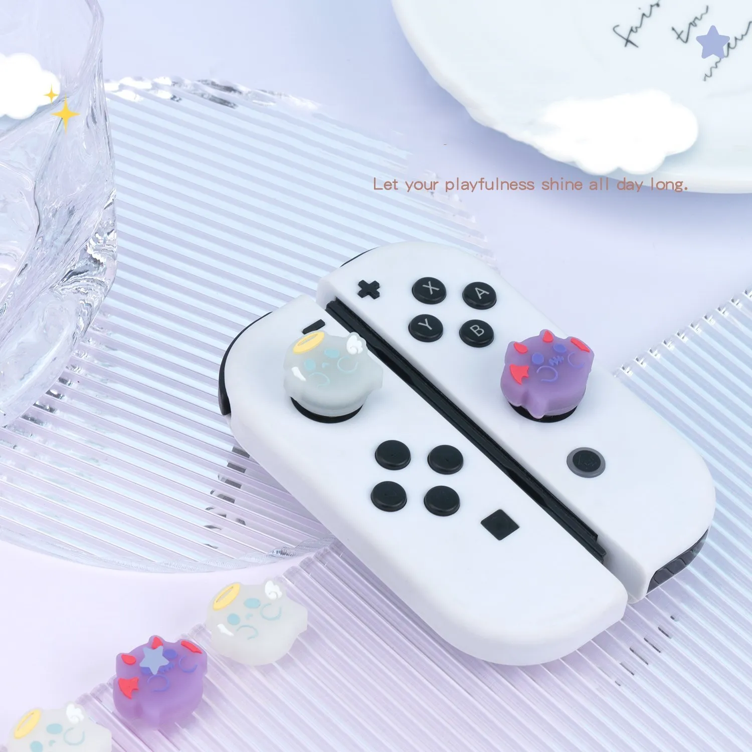 GeekShare Nintendo Switch Oled Ngón Tay Cái Kẹp Mũ Dạ Quang Ma Joystick Mũ Lưỡi Trai Nintend Công Tắc Dẻo Silicone Dành Cho NS Phụ Kiện