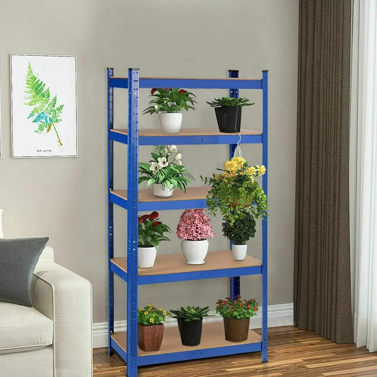 Tangkula Metal Storage Shelves, Heavy Duty Steel 5 Tier Utility Shelves with Adjustable Shelves, Bolt-Free Assembly, High Weight