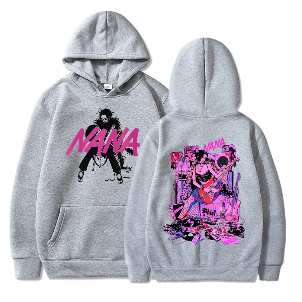 Male and female Nana printed hooded sweatshirt long sleeved sweatshirt retro style Y2K Harajuku aesthetic neutral