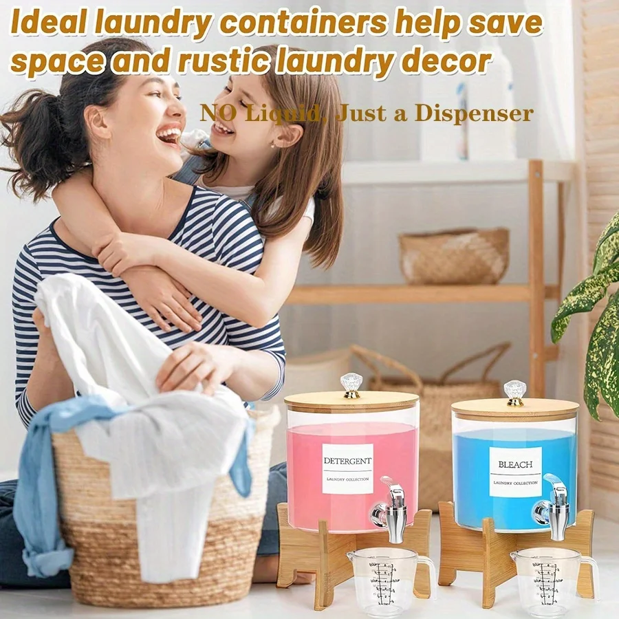 1Pcs/2Pcs Laundry Detergent Dispenser, Laundry Soap Dispenser with Stand, Faucets Laundry Detergent Container Organization
