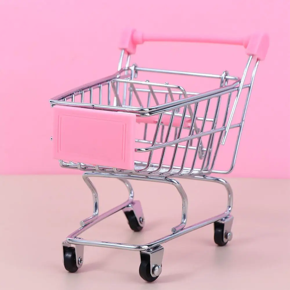 Carro de compras de juguete para jugar, muebles para casa de muñecas, carrito de mano para supermercado, cesta de compras para supermercado, accesorios para casa de muñecas