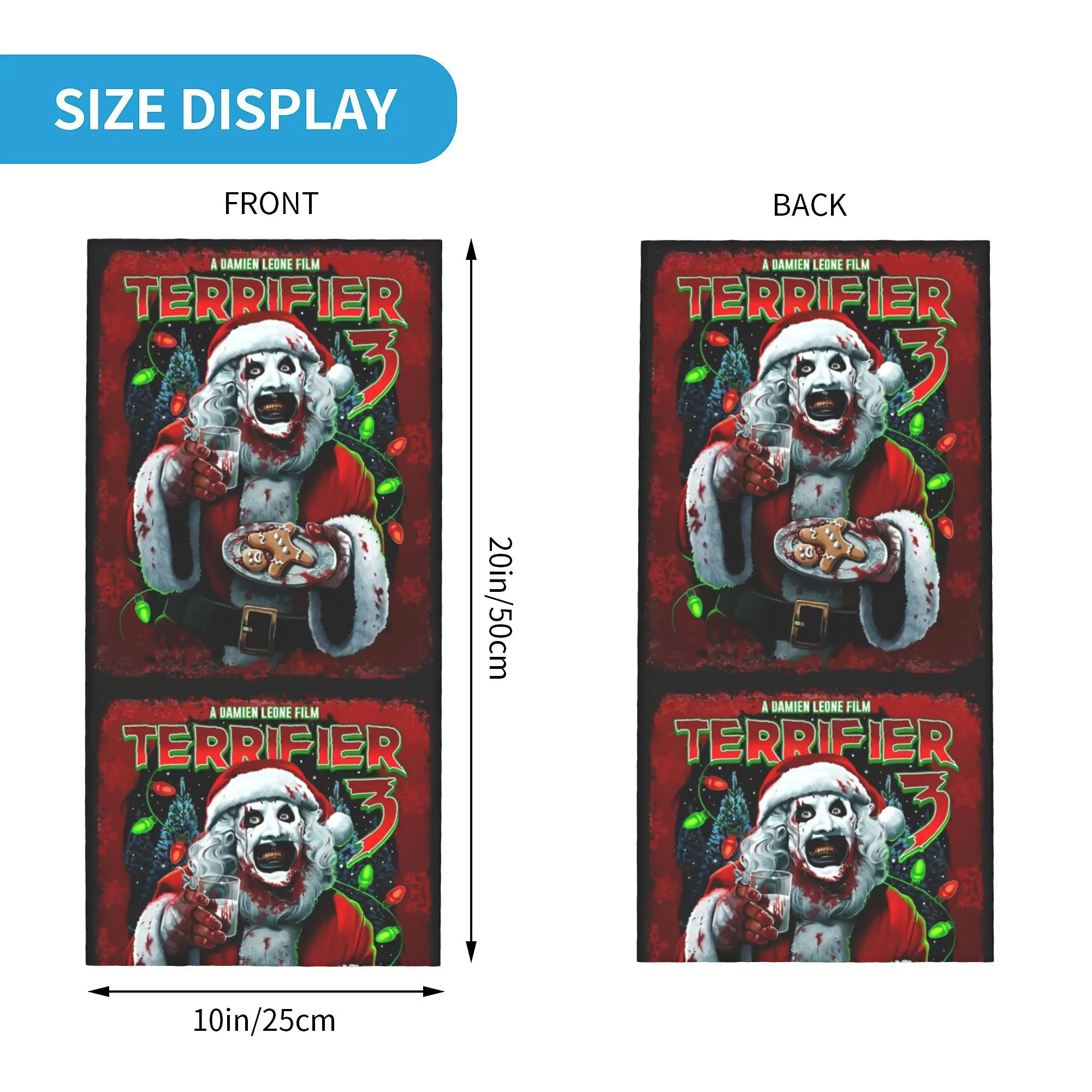 Custom Poster Of T-Terrifiers 3 Halloween Christmas Neck Gaiter Men Women Windproof Winter  Bandana Scarf for Ski