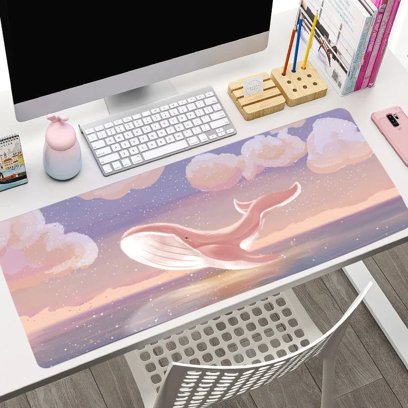 Purple Mouse Pad Clouds Landscape Large Computer Mat Deskpad Non-Slip Rubber Bottom Laptop Keyboard Mat Office Desktop Pad
