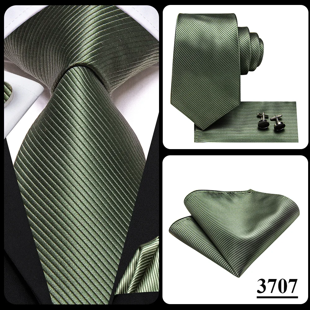 Herrenmode Einfarbiges Grün-Blaues Krawatten-, Taschentuch- und Manschettenknopf-Set für Smoking-Accessoires Klassische Luxus-Seidenkrawatte als Geschenk für Männer – Detail 9
