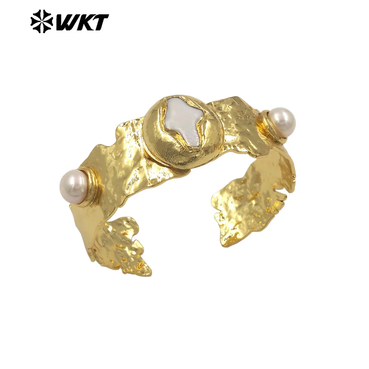 

WT-MPB131 Модный новый браслет-манжета из натурального пресноводного жемчуга с регулируемой застежкой, покрытый 18-каратным золотом, для девочек, ACC