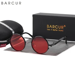 BARCUR Round Sunglasses for Men Polarized Retro Steampunk Sun Glasses For Women Vintage Style UV400 Eyewear Accessory Oculos
