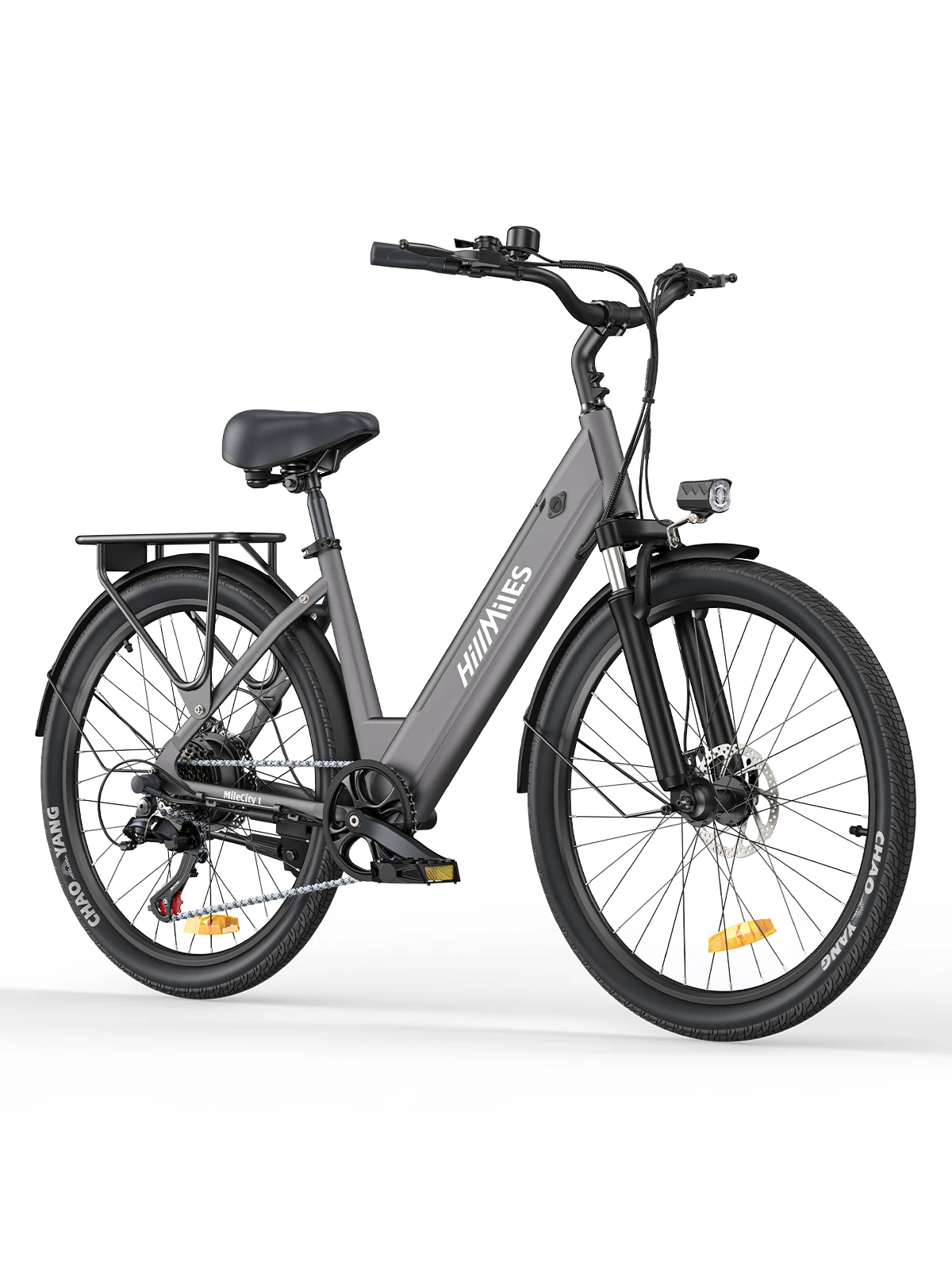 HillMiles MileCity 1 26-inch elektrische fiets met instapframe, tot 120 km actieradius, 250W motor, 36V 13Ah accu, 25 km/u, 7 versnellingen, schijfremmen, elektrische fiets voor woon-werkverkeer,