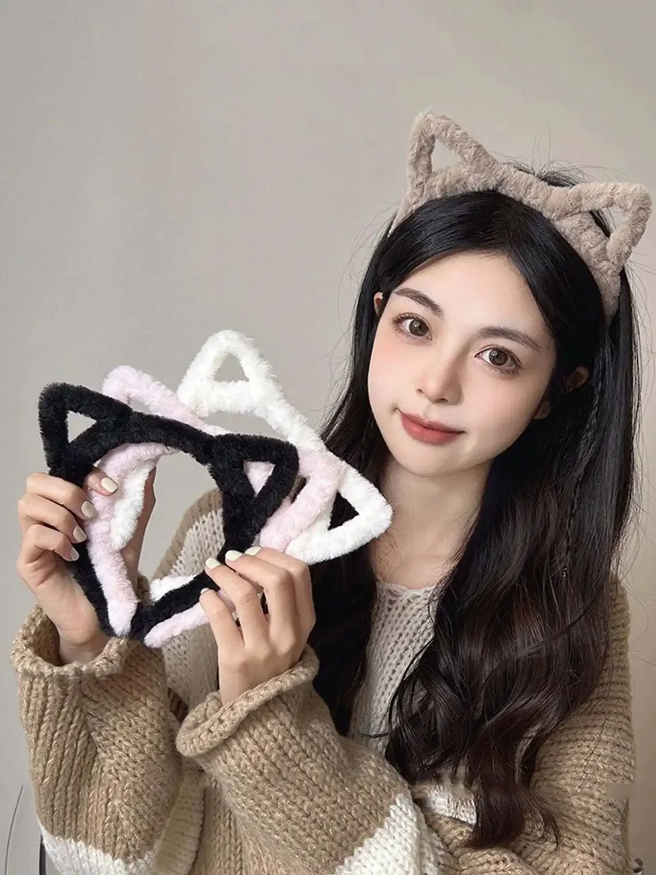 

1pc Cute Hollow Cat Ear Headband, Fluffy Plush Hair Accessories, Versatile For Everyday Wear Hair, Hair Accessory, Hair Accessor