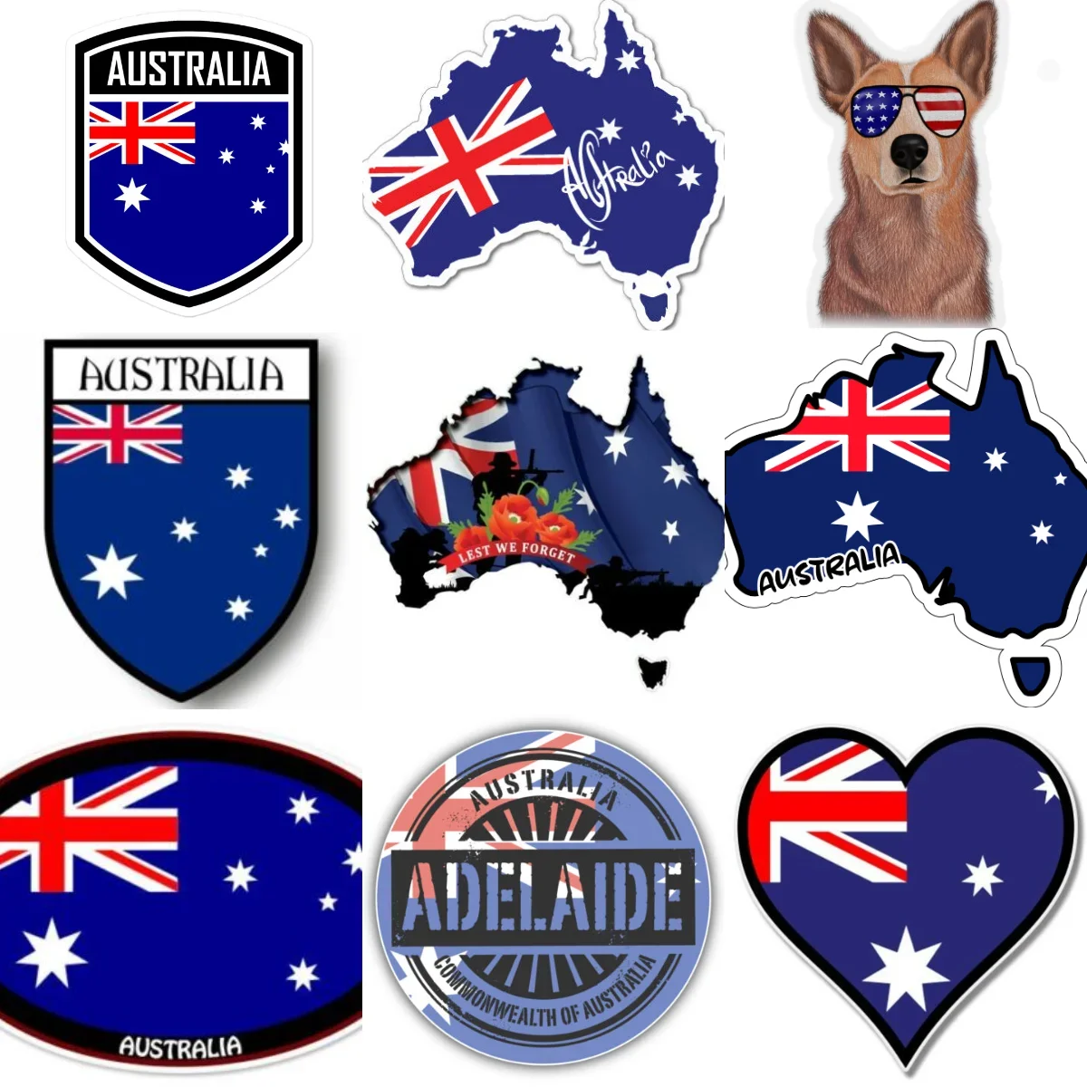

AUS Australia Flag Map Emblem Creative PVC Car Stickers for Car Bicycle Helmet Window Wall Decoration Accessories