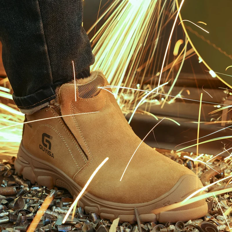 Men Warm Winter Boots Anti Scald Welding Boots Steel Toe Shoes Puncture-Proof Work Safety Shoes Security Boots Protection Shoes