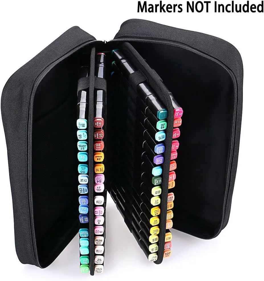 Art Marker Carrying Case Lipstick Organizer-60 Slots Canvas Zippered Markers Storage Empty Wallet Only