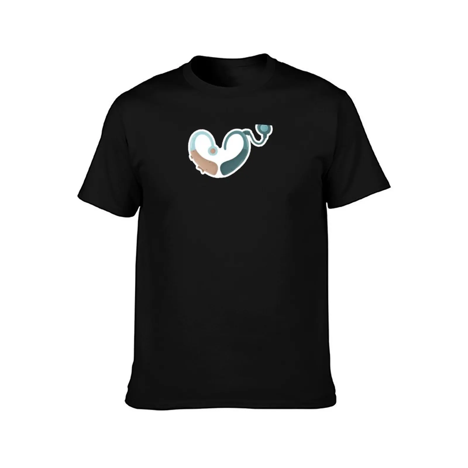 Hearing Aid and Cochlear Implant Awareness T-Shirt Casual Loose Short Sleeve Tee for Men T-Shirt