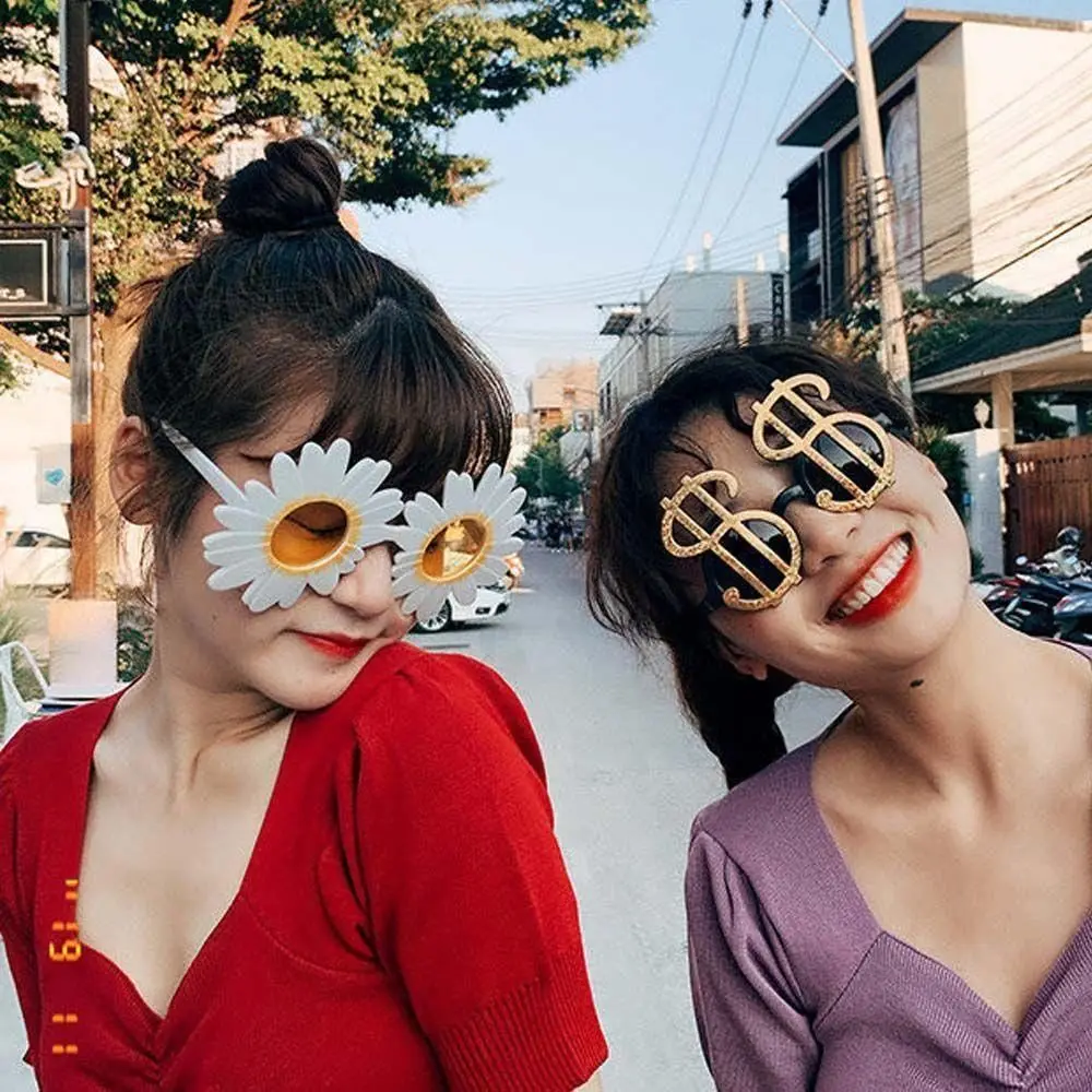 Trendy Sun Flower Shape Flower Glasses Photograph Props Glasses Large Frame Daisy Shades Party Funny Glasses