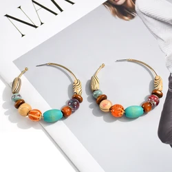 New Arrival Wood Beading Handmade Dangle Drop Earrings Fashion Trendy  Jewelry Accessories For Women Christmas Gift