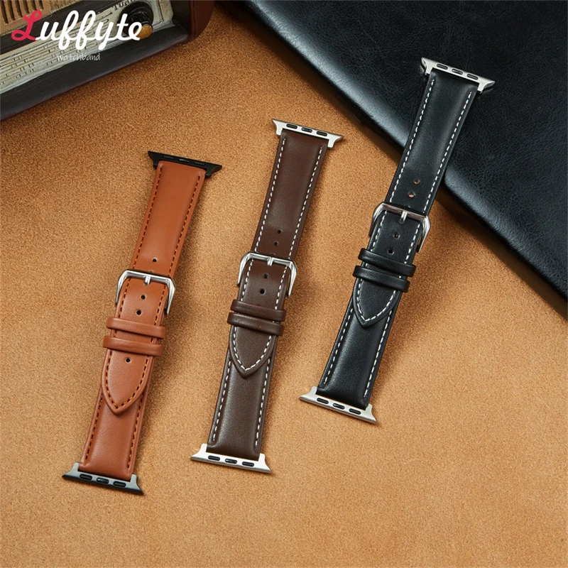 Calfskin Fashion Men and Women Commuting Strap for Apple Watch Ultra SE 9 8 7 6 5 4 3 Strap for Iwatch 38/40/41mm 42/44/45/49mm