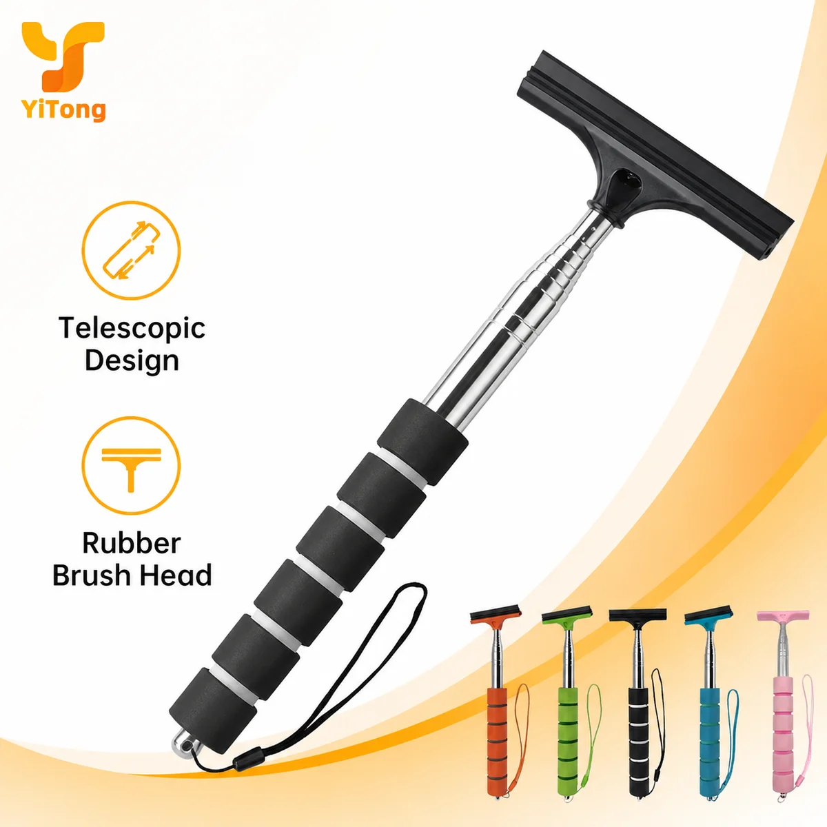 Yitong 1/2PCS Telescopic Retractable Car Rear View Mirror Wiper with Rubber Squeegee Blade for Auto Side Mirror Rain Removal Too