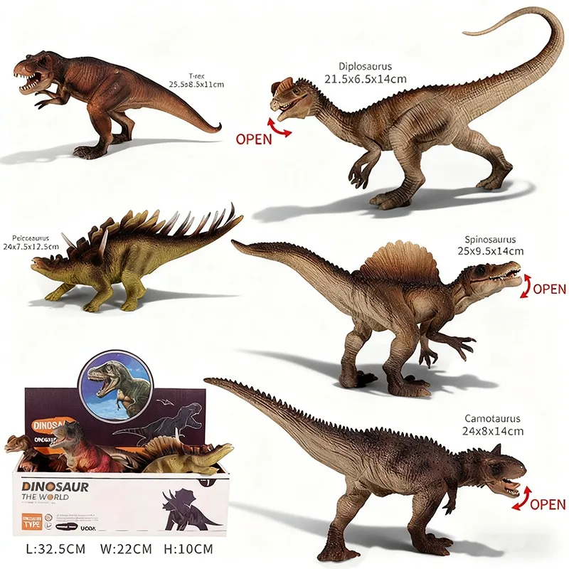 7-Inch Painted Simulation Dinosaur Model Set T-rex Triceratops Velociraptor PVC Home Decoration Desktop Ornament Gift For Kid