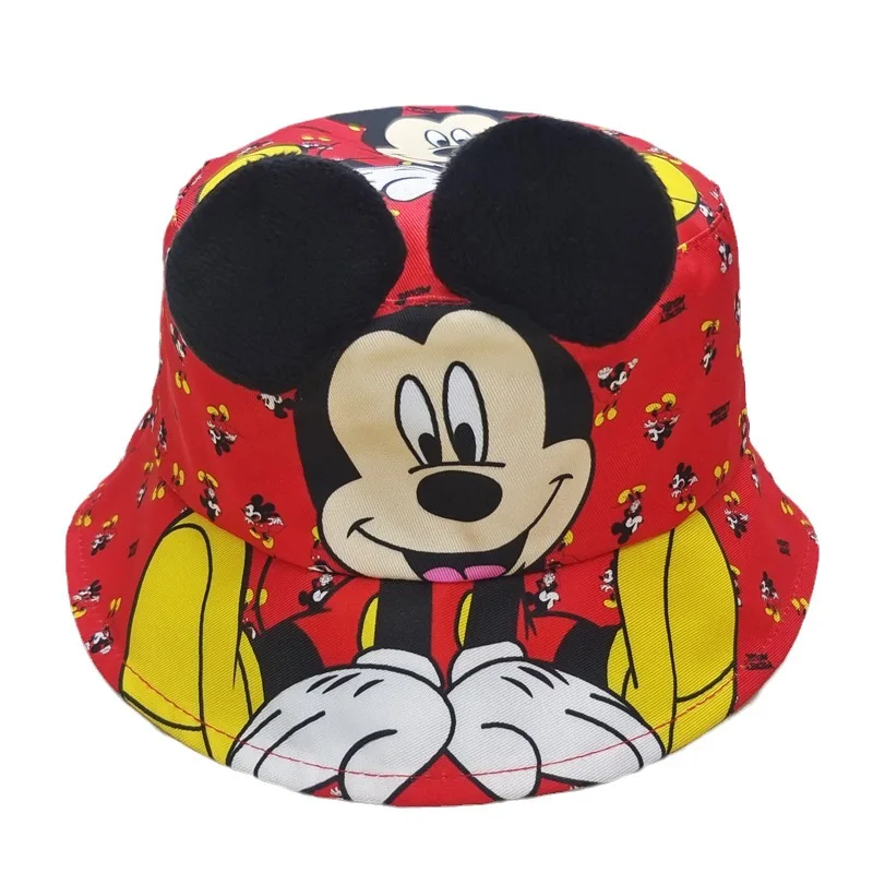 Cartoon Disney Mickey Minnie Children Bucket Hat Cute Boys Girls Outdoor Leisure Sunshade Fisherman Hat Fashion