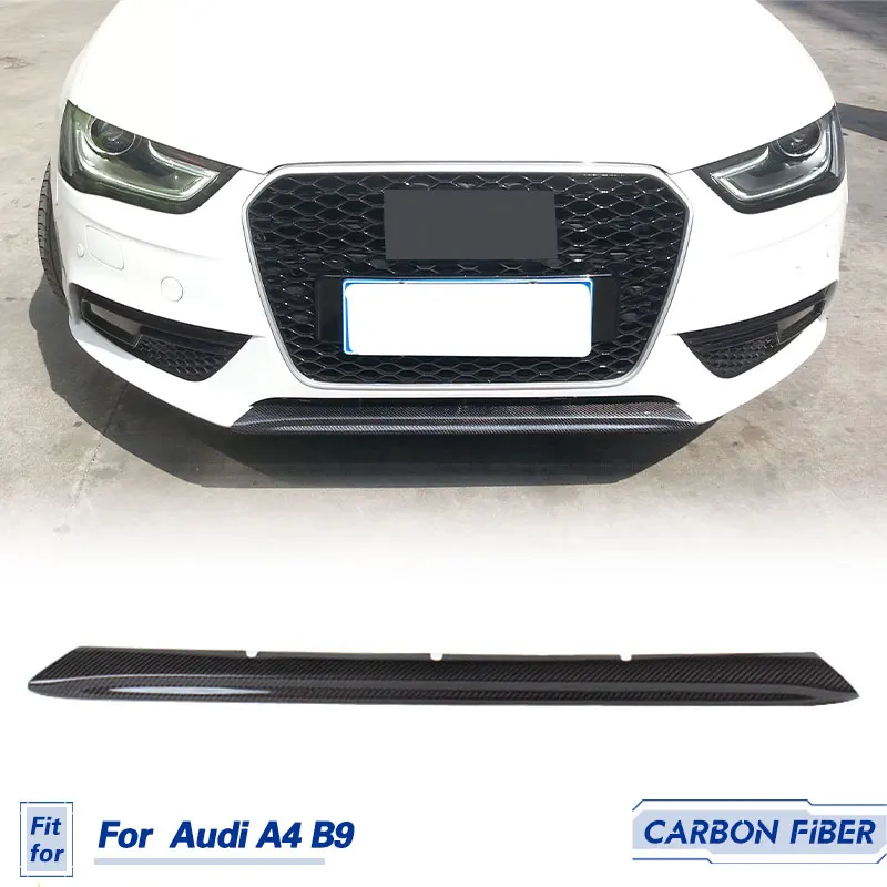 Car Front Bumper Lip Spoiler Carbon Fiber for Audi A4 B9 Standard Bumper Sedan 4-Door 2013 - 2016 Front Lip Apron Body Kit FRP