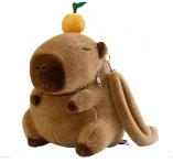 حقيبة ظهر كابيبارا القطيفة - حقيبة ظهر لطيفة على شكل حيوانات محشوة برسوم كرتونية للأطفال، حقيبة كتف مضحكة من الفرو للمدرسة والسفر