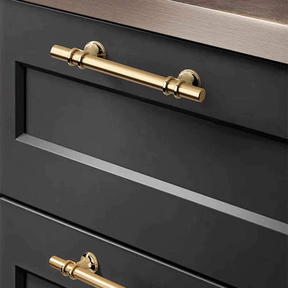 

8pcs High end Golden handles, modern minimalist cabinets, wardrobes, drawers, Nordic light luxury Golden round bars Door handle