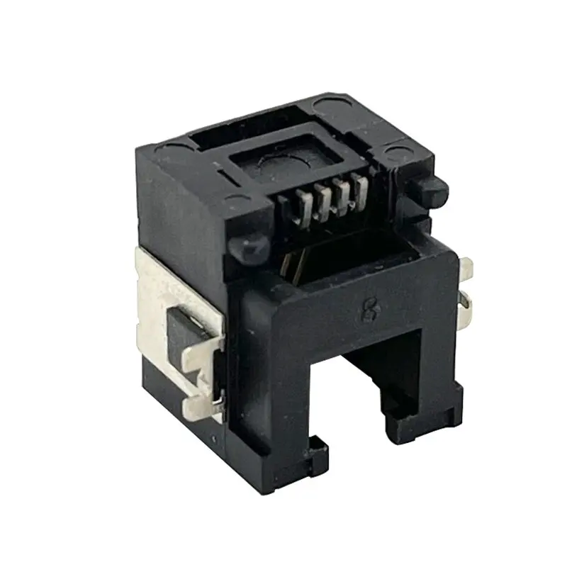 10PCS RJ9 recessed socket, surface mount type, 4P4C with half-pack shielding cover