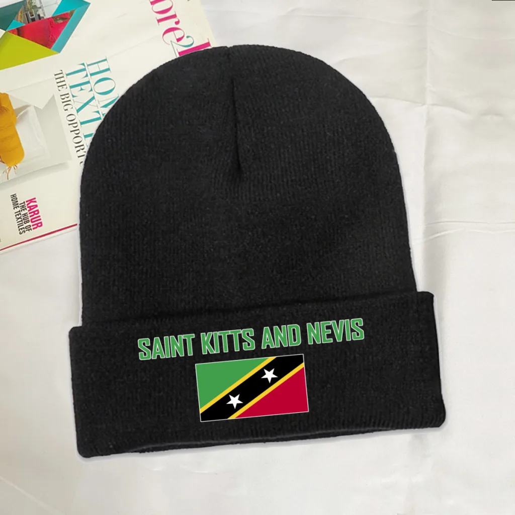 SAINT KITTS AND NEVIS Country Flag Top Print Men Women Unisex Knitted Hat Winter Autumn Beanie Cap Warm Bonnet