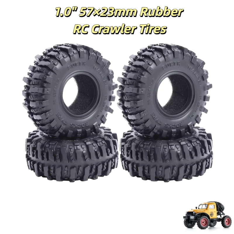 

Резиновые шины 1 дюйм (57x23 мм) для радиоуправляемых краулеров с губчатой вставкой, подходят для моделей 1:18, 1:24, TR4m, Fcx24, Scx24, внедорожных радиоуправляемых машин