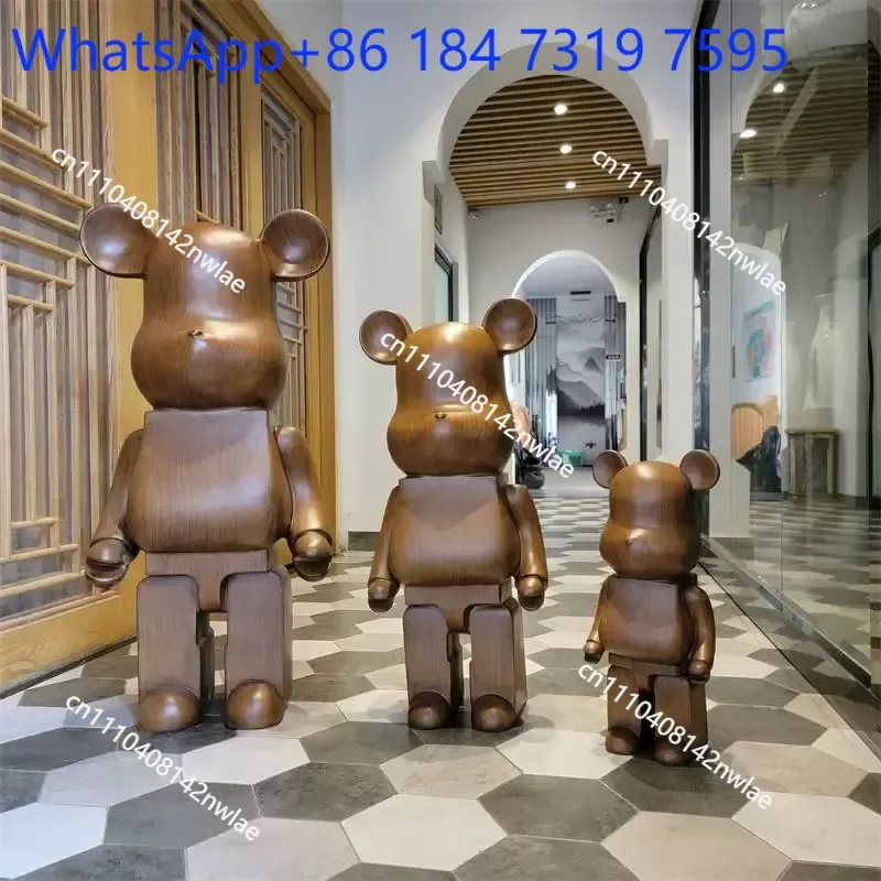 American Walnut Bear Piggy Bank Floor Ornament Simple New Chinese Style Living Room TV Cabinet Decoration - view 3
