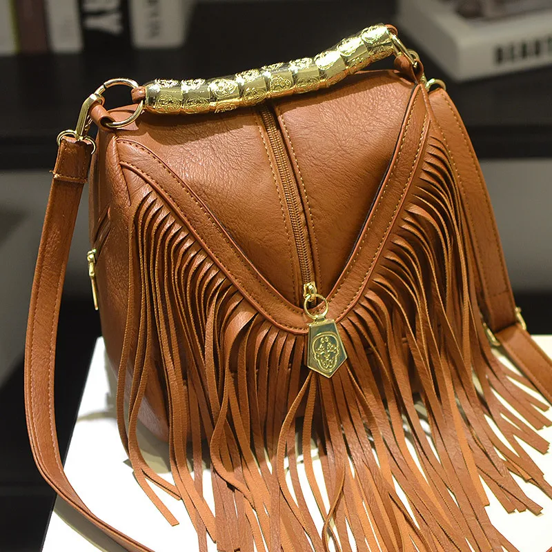 

European and American Music Festival Large Tassel Bucket Bag Handbag Shoulder Crossbody Bag Women's Bag
