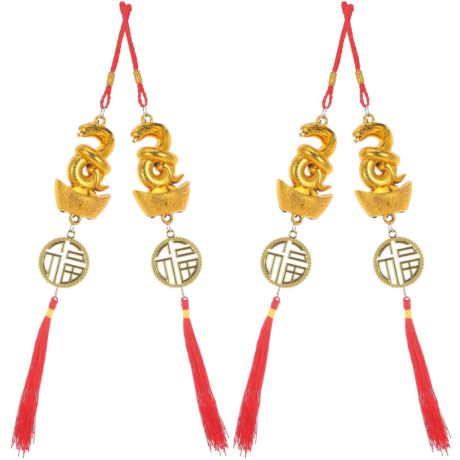 

4 Pcs Snake Charm Bonsai Pendant New Year Decor Lucky Ornaments Tassels Hanging Car Front Door Spring Festival