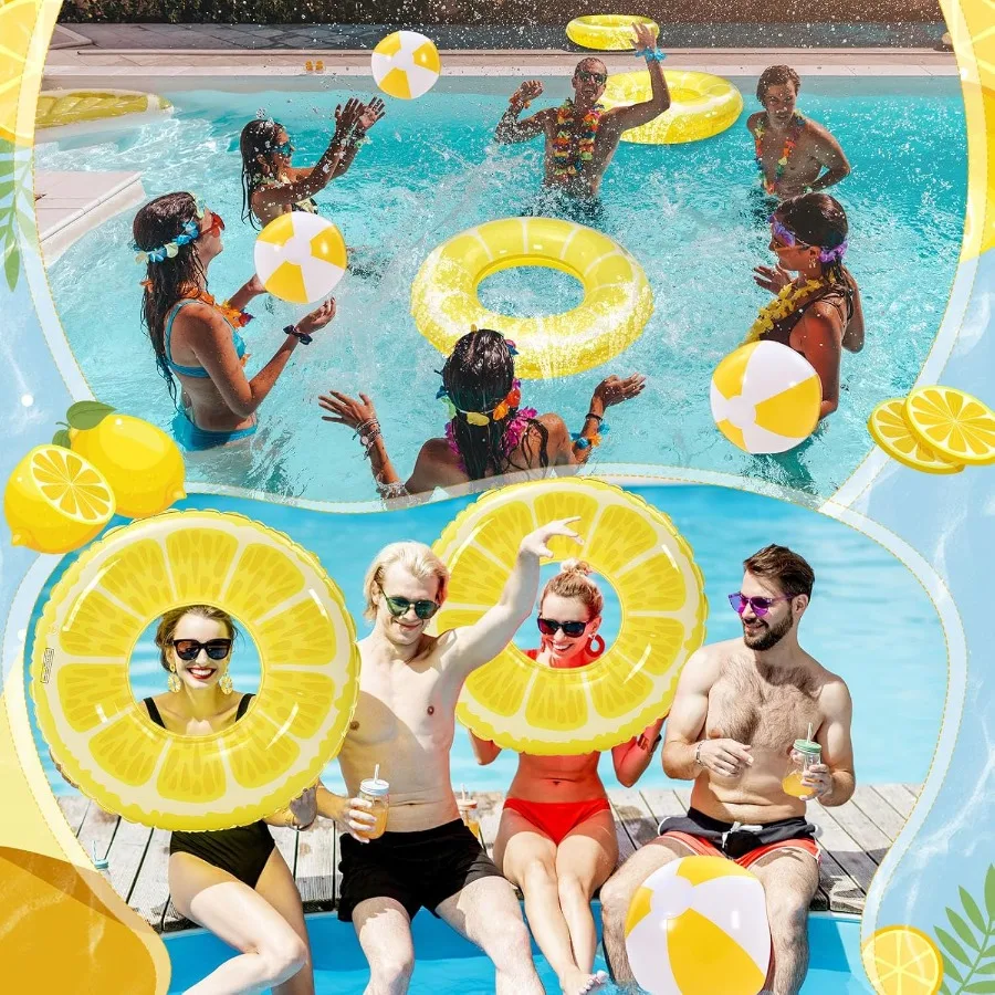8 pièces flotteurs de piscine de fruits anneaux de natation au citron ballons de plage au citron flotteurs de piscine gonflables Tubes gonflables flotteurs hawaïen Beac