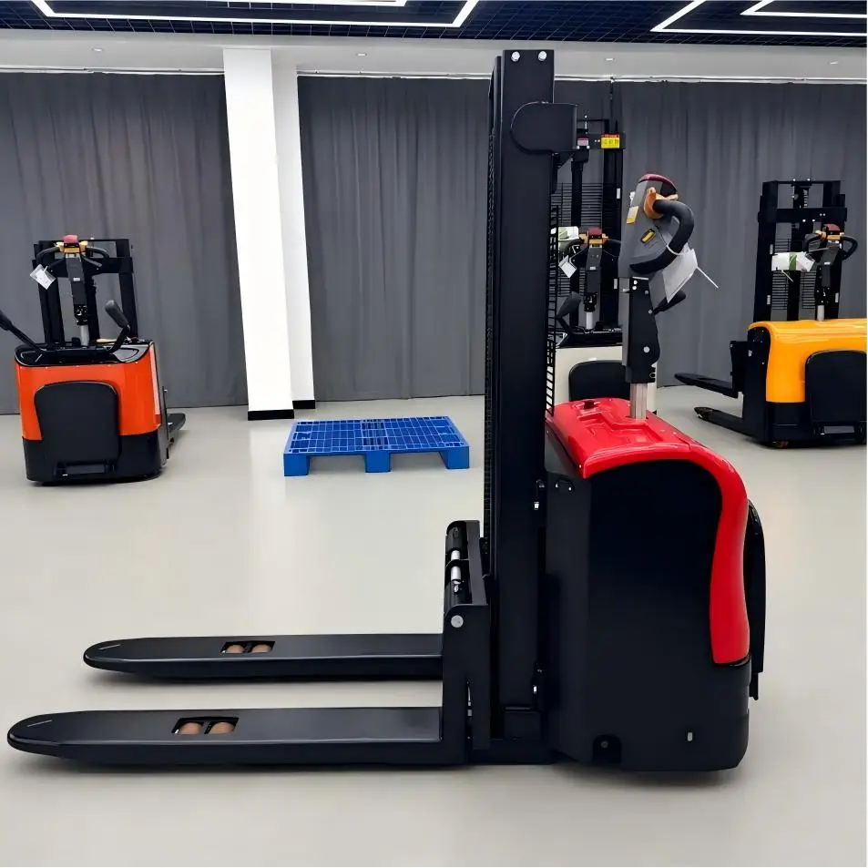 CE Approved Hydraulic Lifting Electric Stacker 1.5Ton Straddle Leg Design Warehouse Pallet Stacking Equipment