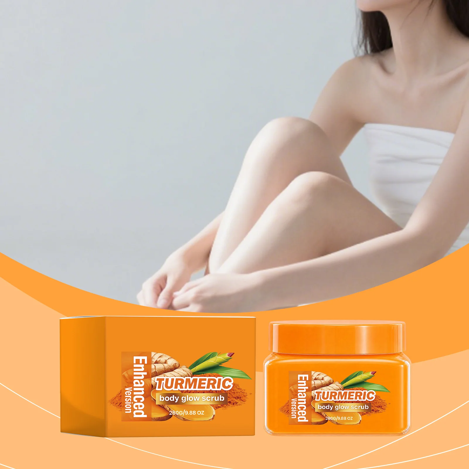Turmeric Body Scrub Skin Brightening Exfoliator Remove Dead Skin Gentle Moisturizing Refreshing Smooth Cleansing Non Irritating