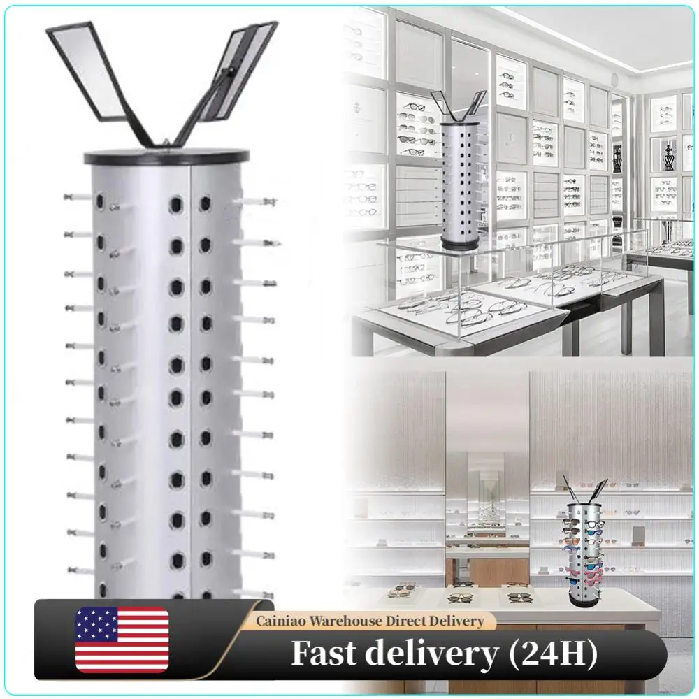 

Вращающаяся на 360 градусов подставка для 44 пар солнцезащитных очков с зеркалом, карусель для коллекции очков, стенд для демонстрации очков