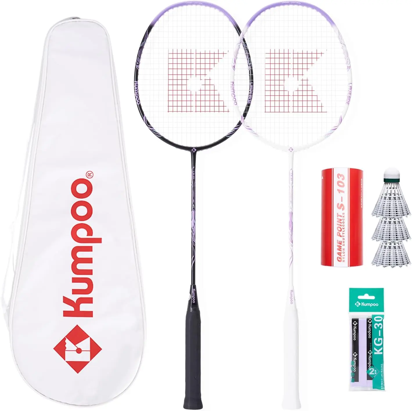 

Lightweight Badminton Set with 2 Rackets, Shuttlecocks, Grips and Bag for Outdoor Games Beginners