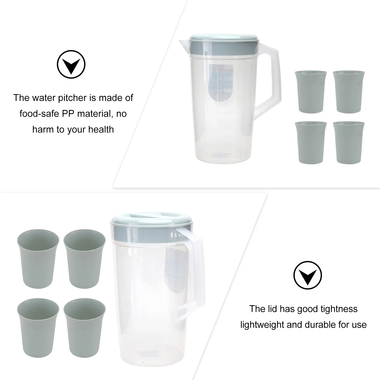 

Plastic Water Pitcher Lightweight Cold Hot Resistant Tea Coffee Juice Pot Transparent Kettle Kitchen Bar