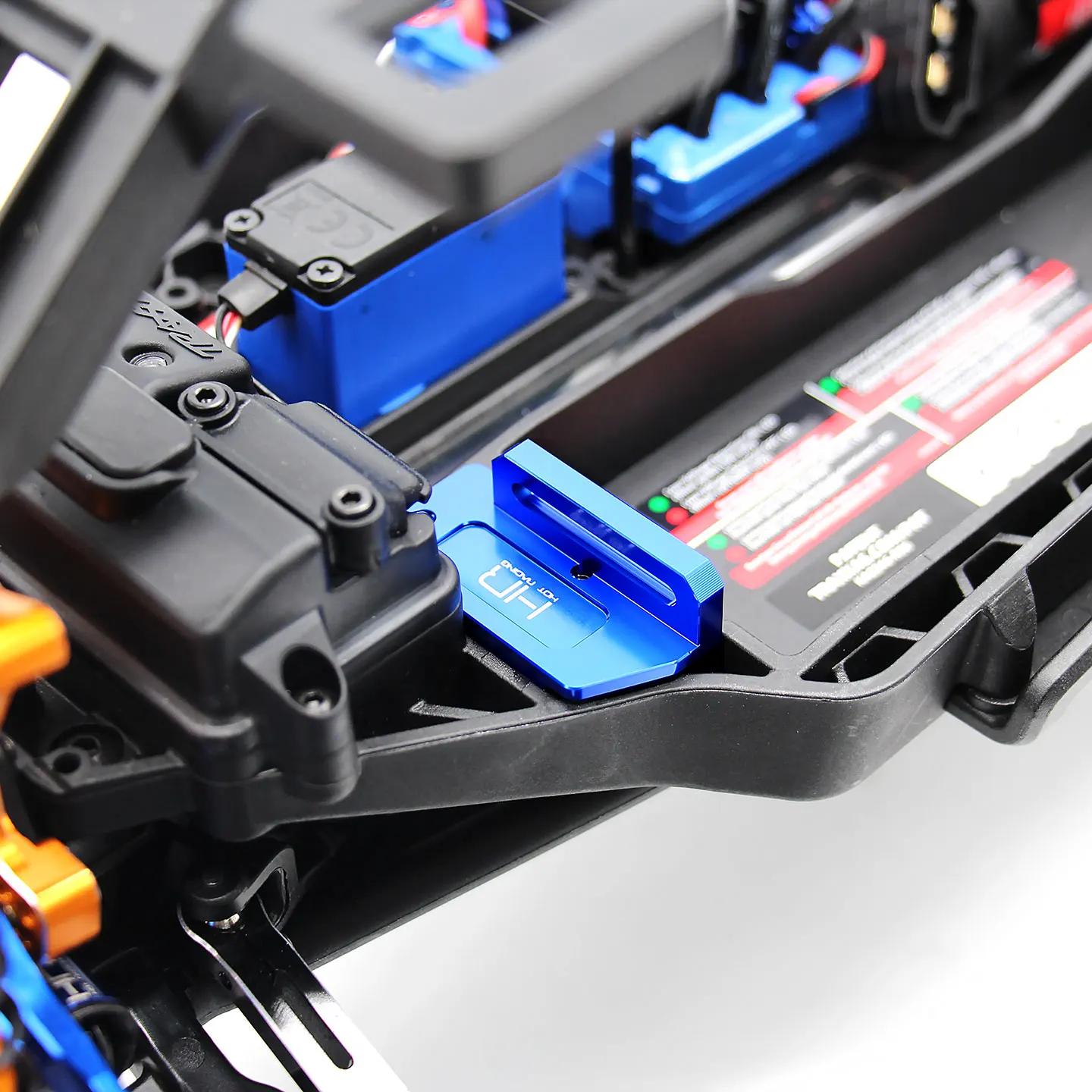 HR Traxxas 1/10 Bigfoot 4x4 Stampede 4x4 قاعدة تثبيت بطارية من سبائك الألومنيوم #5