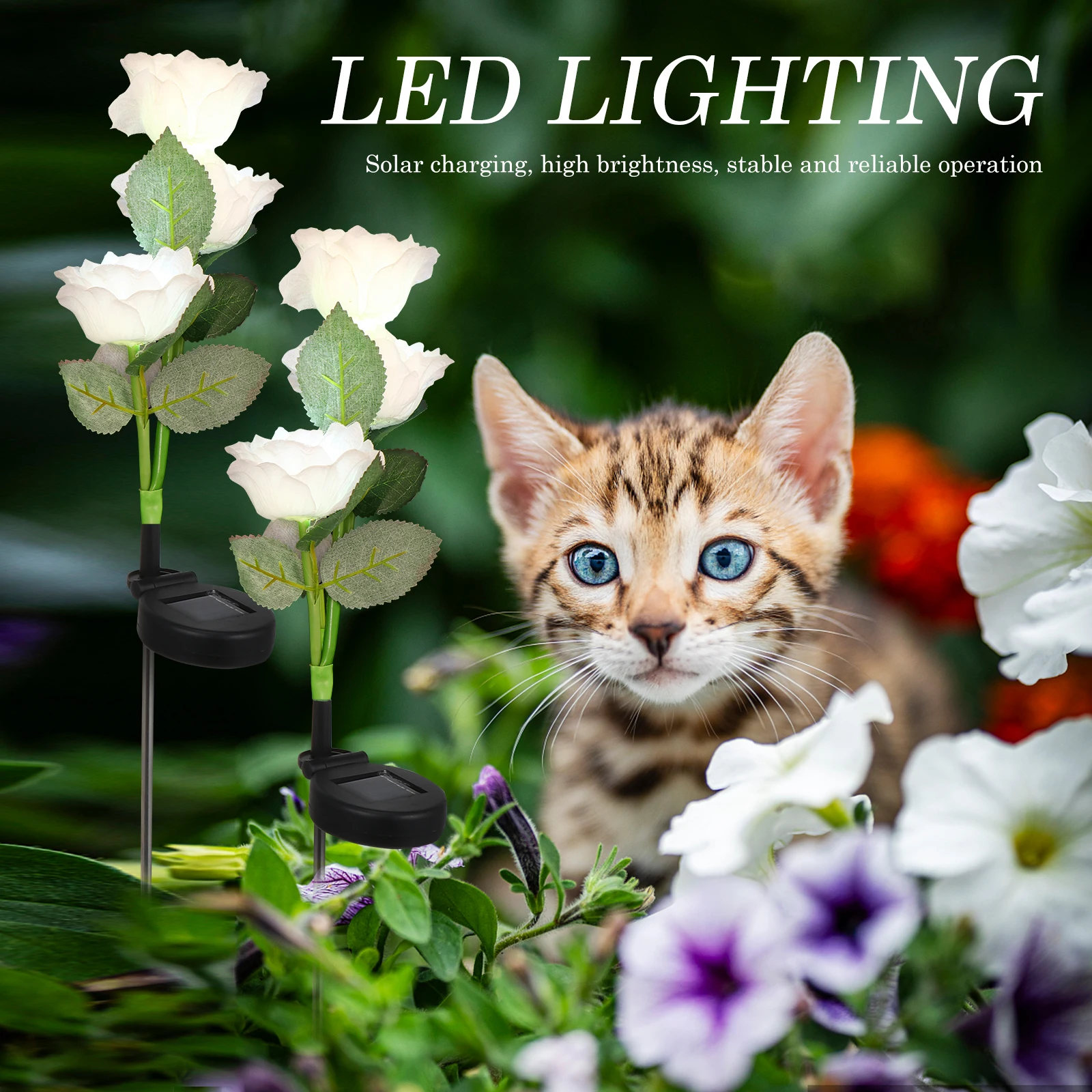 

LED Solar Flower Light Flower Outdoor Garden Decoration White Artificial Yard Light Solar Power Landscape Lighting