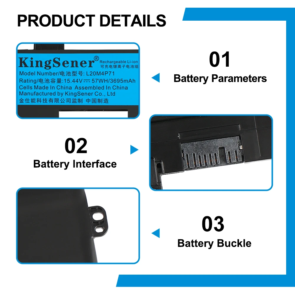 Bateria KingSener L20C4P71 L20M4P71 do Lenovo ThinkPad X1 Carbon Gen 9 10 X1 joga 6 7th Gen 6 7 Series L20D4P71 L20L4P71 — zdjęcie produktu 5