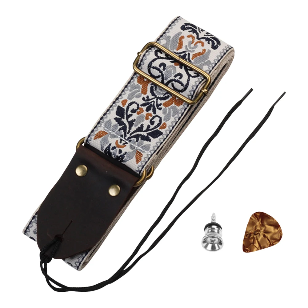 Guitar Shoulder Strap Adjustable 5cm Width Jacquard Guitar Strap with Tail Pin for Acoustic Guitar/Electric Guitar/Bass Guitar