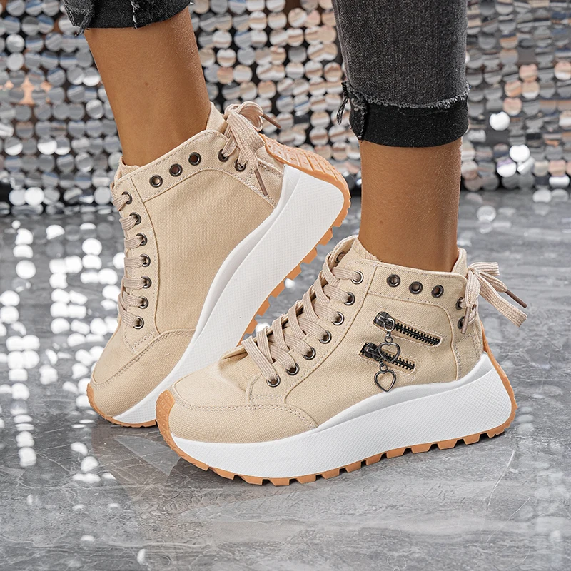 

Модные женские джинсовые кеды в студенческом стиле на толстой подошве, новые летние простые кеды из канваса, универсальные женские высокие кеды