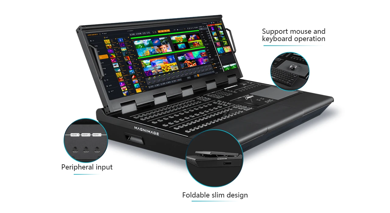 MAGNIMAGE MIG-H9 and MIG-V16 4K Event Console Switcher for full color led display V16 cooperates with H9 together using