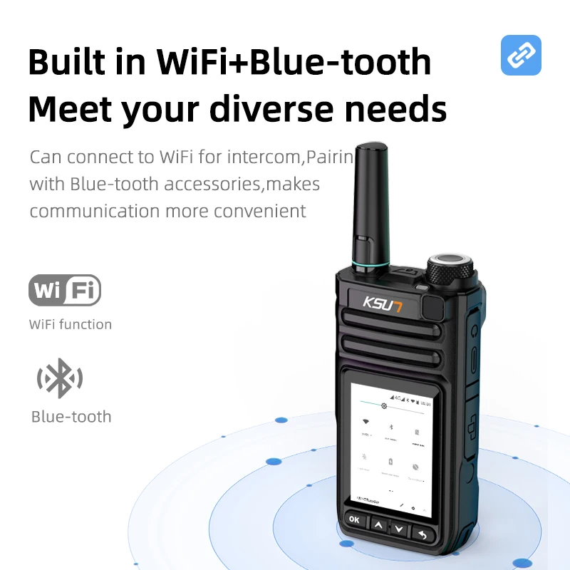 KSUN ZL63 Poc راديو WiFi Blue Tooth Talki Walki 4G Android الهاتف المحمول GPS جهاز اتصال لاسلكي متوافق مع تطبيق Zello