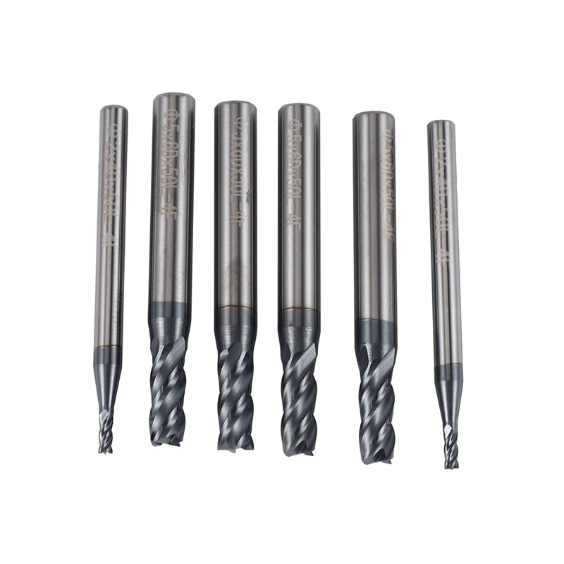 

12 шт., концевые фрезы Hrc45 из карбида вольфрама, 1-6 мм