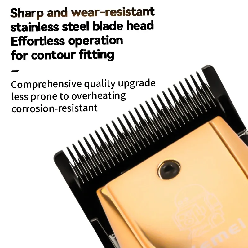 Kemei Professional Fade Hair Clipper Barber Electric Cordless Hair Trimmer Powerful Rechargeable Hair Cutting Machine for Men