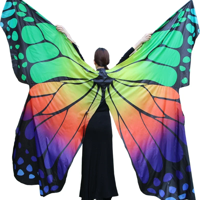 New Butterfly Belly Dance Costume 360 Isis Wings Egyptian Dance Wear Women Cape Cloak Dance Fairy Wing Wings And Sticks