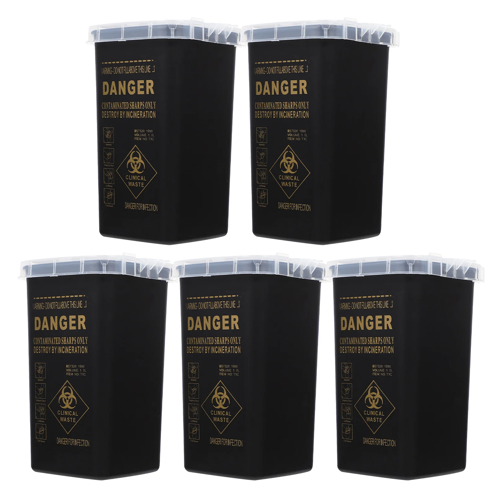 

5pcs Tattoo Sharps Disposal Bin Durable Needle Waste Container High Visibility For Tattoo Shops Beauty Salons Medical Waste