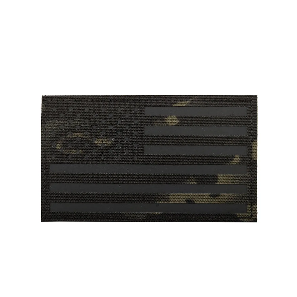5*3inch Us Flag Patches Laser Cut Reflective Magic Sticker Badge Armband Backpack Hook and Ring Patch for Clothes Embroidery DIY